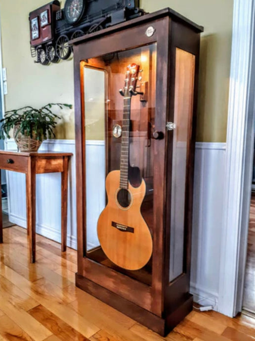 Armoire pour guitare acoustique & électrique humidifiée.